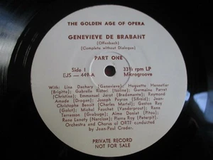 LP LINA DACHARY Genevieve de Brabant Offenbach PRIVAT RECORD PROMO - Picture 1 of 2