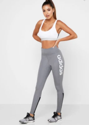 ADIDAS Womens Grey Design To Move High Rise Logo Leggings UK 8-10 Small BNWT - Image 1 of 3