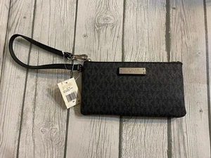 Michael Kors Clutch Jet-Set mit großem Reißverschluss Signature Armband schwarz neu mit Etikett - Bild 1 von 7