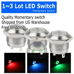 1~3PCS LED Metal Momentary Push Button Switch 4Pin 12mm 4.5~12V Red/Green/Blue - Picture 1 of 17