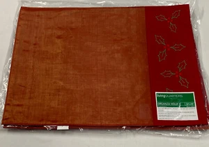 (4) LIVING QUARTERS Embroidered Christmas ORGANZA Holly Placemats NEW - Picture 1 of 3