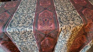 TRADITIONAL DECOR PATTERNS IN STRIPES TERRACOTTA GRAY COTTON REMNANT FABRIC - Picture 1 of 3