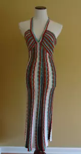 Missoni Signature Zickzack Metallic gehäkelt Strick Neckholderausschnitt Maxikleid in Größe 10 - Bild 1 von 10