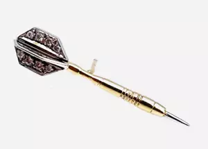 Vintage 9ct Yellow & White Gold Diamond Dart Tie Lapel Pin Hallmarked 1985 1.6g - Picture 1 of 14