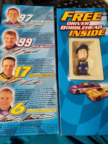 Set of 4- Kraft bobble head dolls- Burton / Kenseth / Martin & Kurt Busch New Cover