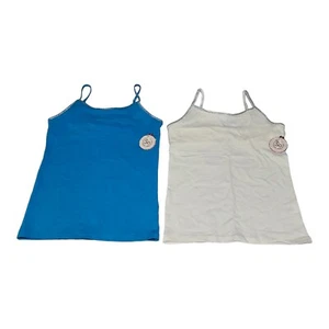 Lot Of 2 SO Camisoles Girls Size 14 Built In Bra Glitter Straps White Blue - Picture 1 of 10
