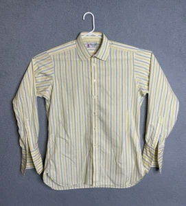 Turnbull & Asser London Button Up Dress Shirt 16.5 42cm Yellow Blue French Cuffs - Picture 1 of 20