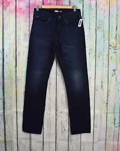 Old Navy schmale starre nicht dehnbare dunkel gewaschene Herrenjeans 29 x 32 Schrittlänge neu mit Etikett - Bild 1 von 10