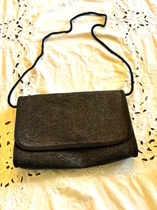 Vintage Black Purse, made in Italy, soft basket weave, condition good,  - Picture 1 of 6