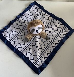 Cloud Island Sloth Lovey Plush Blue Satin Trim Back Security Blanket Toy
