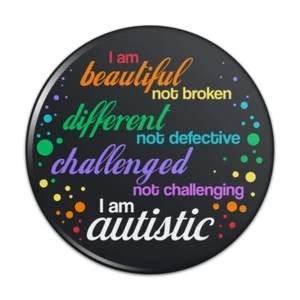 Hermoso pasador de botón retrovisor Not Broken I Am autista autismo - Imagen 1 de 13