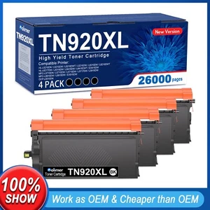 4 Pack TN920XL Toner High Yield, with Chip Black TN-920XL for Brother HL-L5210DW - Picture 1 of 9