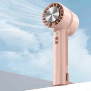Pink Outdoor Handheld Cooling Fan - Mini Macaron Portable Desk Fan with Carabine - Picture 1 of 4