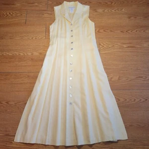 Marisa Christina Petite Sleeveless Maxi Dress Linen/Rayon Size 8 Pale Yellow Vtg - Picture 1 of 24