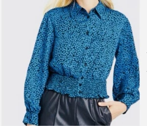 Women's Bishop Long Sleeve Button Down Shirt Who What Wear Sz S NWT - Picture 1 of 11