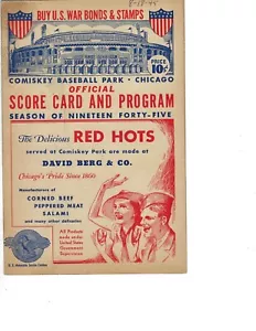 1945 8/18 baseball program Chicago White Sox Boston Red Sox Eddie Lopat WIN - Picture 1 of 3