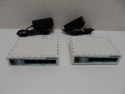 2- MikroTik RouterBoard RB750GL Router Firewall 5x1Gbps Power Adapter W/DIN Clip - Image 1 of 4