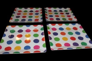 Eight Plastic Cake Plates Colorful Polka Dots Snacks Desserts with Servers - Picture 1 of 5