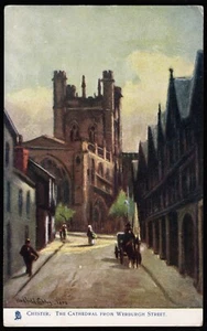 Chester Cathedral From Werburgh Street Cheshire By Hadfield Cubley Tuck Postcard - Picture 1 of 2