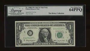 DBR 1963 $1 FRN Philadelphia STAR Fr. 1900-C* Legacy 64 PPQ Serial C01751377* - Picture 1 of 2