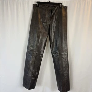 Pantalones DKNY Marrón Oscuro 100% Cuero Talla 12 Vintage Y2K - Imagen 1 de 11