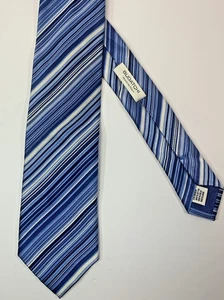 Bugatchi Cravatta Uomo 100% Seta Italia Blu Scuro Righe Design Elegante 60" - Foto 1 di 4