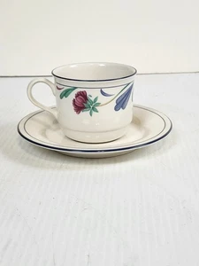 Lenox Mohnblumen auf blauem Chinastein Tasse und Untertasse Set - Bild 1 von 6