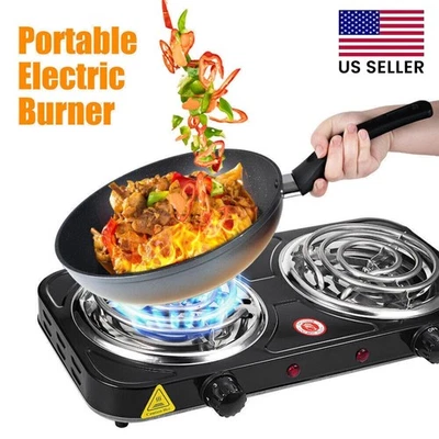2000W Portable Kitchen Electric Double Burner Hot Plate Cooktop Cooking Stove US - Image 1 of 4