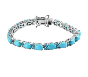 Brazalete Tenis Apatita Turquesa La Bella Durmiente Plata de Ley 925 7 Pulgadas - Imagen 1 de 5