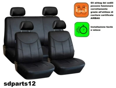 Vw Polo Golf 6 7 Tiguan Touran Coprisedili Auto In Ecopelle Nero Kit Completo - Immagine 1 di 4