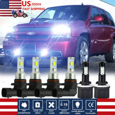 Combo de 6 faros antiniebla LED 6000 k para Chevrolet Trailblazer 2002-2009 Foto 1 de 4