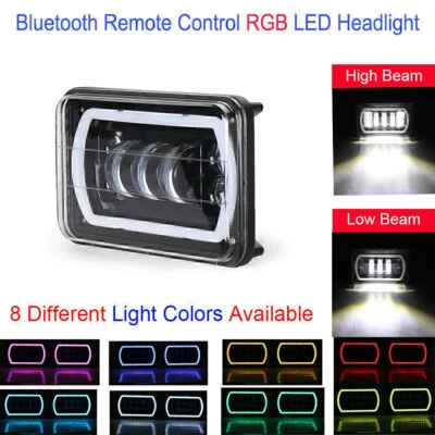 2pcs 4X6" H4 RGB 40W Headlights Front Lamp Fit For Ford Chevrolet Silverado - Image 1 of 4