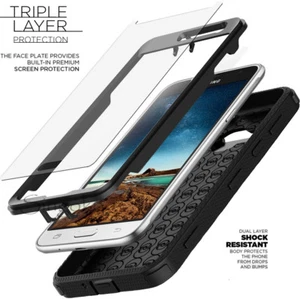 Shockproof ARMOR Slim RUGGED Hard Phone Case Cover w/ BUILT-IN SCREEN PROTECTOR - Picture 1 of 35