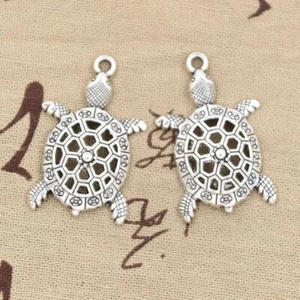 38x25mm Turtle Charm Sea Animal Pendants Bronze Silver Color Jewelry Charm 10Pcs - Picture 1 of 14