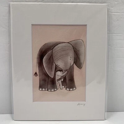 Impresión artística de elefante 8" X 10" Deborah Hocking firmada decoración infantil colgante de pared Foto 1 de 4