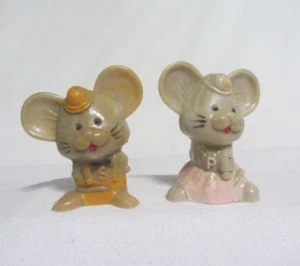 VINTAGE CELLULOID BOY & GIRL MICE SALT & PEPPER SHAKERS - Picture 1 of 6