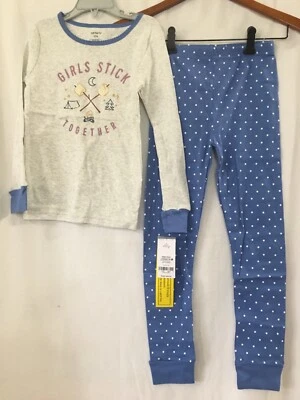 New Carter's Camping S'Mores Girls Pajama Set Snug fit Gray many sizes - Image 1 of 3