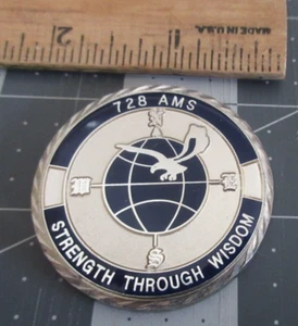 USAF 728 AMS Strength Through Wisdom Commanders Challenge Coin - Picture 1 of 2