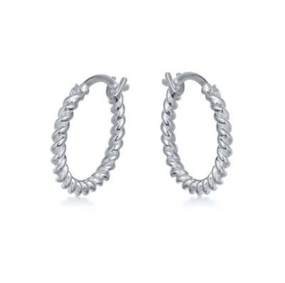 Pendientes Huggie de aro pequeño de alambre de onda trenzada rellenos de oro blanco de 20 mm PE28 Foto 1 de 4