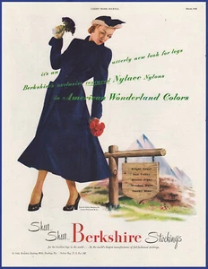 Medias transparentes Berkshire 1948 vintage años 51 medias de nylon moda para mujer anuncio impreso años 40 - Imagen 1 de 1