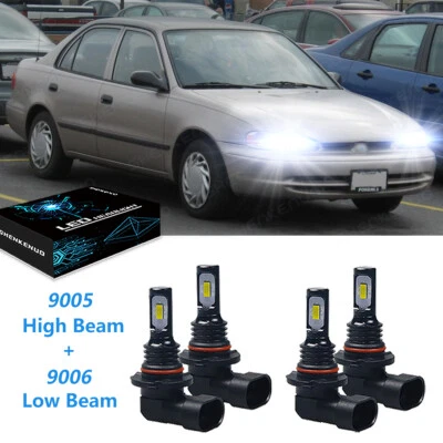 适用于 Geo Prizm 1993 - 1997 - 6000K LED 车头灯高低光束灯泡数量 4 — 第 1/4 张图片