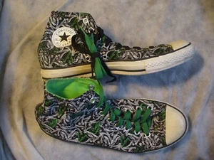 Converse All-Stars High Top Black and Neon Green Size 9 - Picture 1 of 5