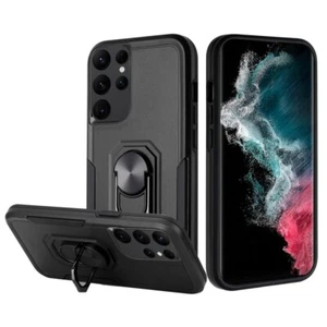 For Samsung Galaxy S23 Ultra Hybrid Dual Layer TPU Ring Stand Case Black Cover - Picture 1 of 7