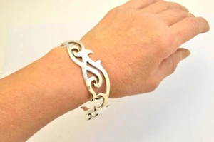 Men's/Women's Wide 925 Sterling Silver Cuff Bangle Bracelet. 30 grams - Imagen 1 de 12