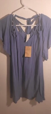 Camisa para mujer Noa Elle azul estilo hombro frío talla pequeña nueva con etiquetas  Foto 1 de 4