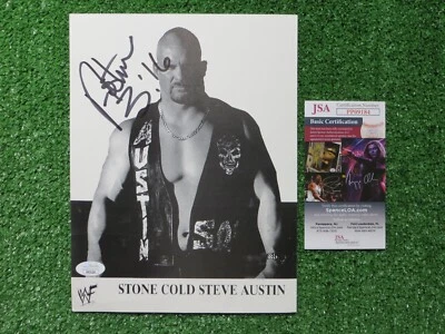STONE COLD STEVE AUSTIN SIGNED 7.5x10 WWE WWF Black&White PHOTO JSA COA - Image 1 of 4