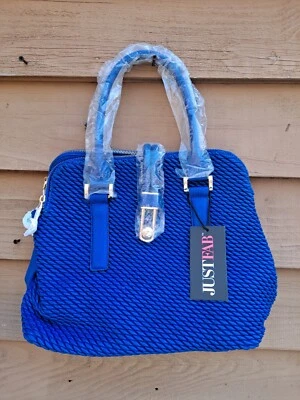 Cartera grande azul 💙 JUSTFAB tejido con cable 10 bolsillos NUEVO NUEVO CON ETIQUETAS teléfono celular 📱 Foto 1 de 4