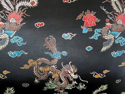 Faux Silk Brocade (Dragon Phoenix) Jacquard Damask Kimono Fabric Material BL4 - Image 1 of 4