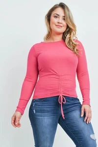 Top de manga larga con corbata frontal de dibujo rosa nuevo 1X se adapta a EE. UU. 12 - Imagen 1 de 4