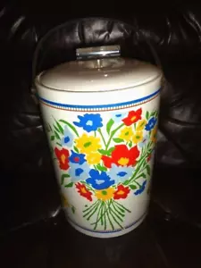 Eiskübel 11" Blumendesign rot blau gelb Acrylgriff Vintage Georges Briard - Bild 1 von 12